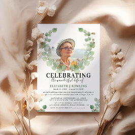 Invitación Elegante Celebración de la Vida con Foto de Eucali