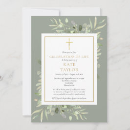 Invitación Elegante celebración de la vida con foto y vegetac