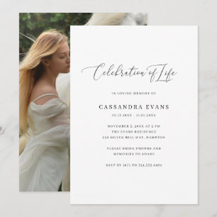 Invitación Elegante celebración de la vida con fotos en blanc