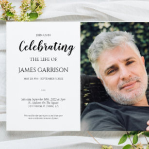 Invitación Elegante celebración de la vida con un funeral fot
