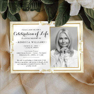 Invitación Elegante celebración de la vida con una foto de or