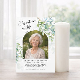Invitación Elegante Celebración de la Vida de Eucalipto Foto
