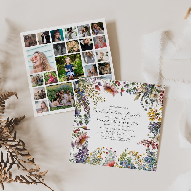 Invitación Elegante Celebración De La Vida De Flor Silvestre (Subido por el creador)
