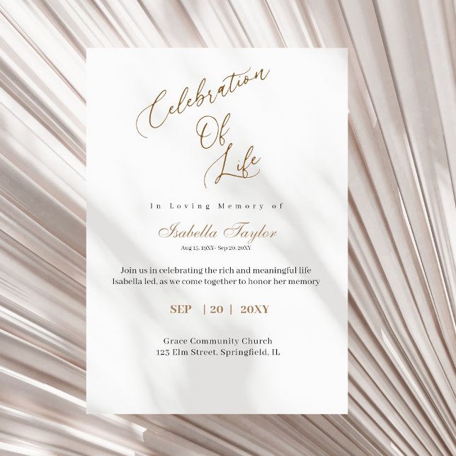 Invitación Elegante Celebración De La Vida De La Caligrafía (Subido por el creador)