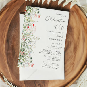 Invitación Elegante Celebración de la Vida en Campo de Flores