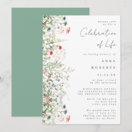 Invitación Elegante Celebración de la Vida en Campo de Flores