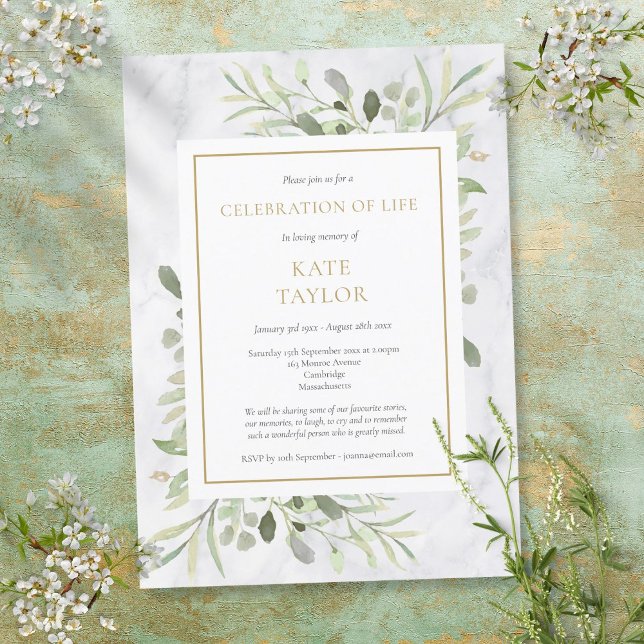 Invitación Elegante celebración de la vida en el funeral de M (Subido por el creador)