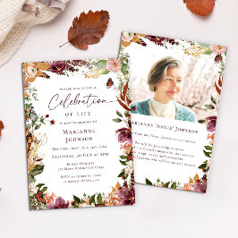 Invitación Elegante celebración de la vida en el memorial flo