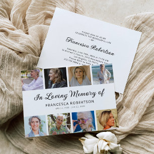Invitación Elegante Celebración de la Vida en Funeral Memoria
