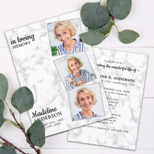 Invitación Elegante Celebración De La Vida En Memoria De 3 Fo