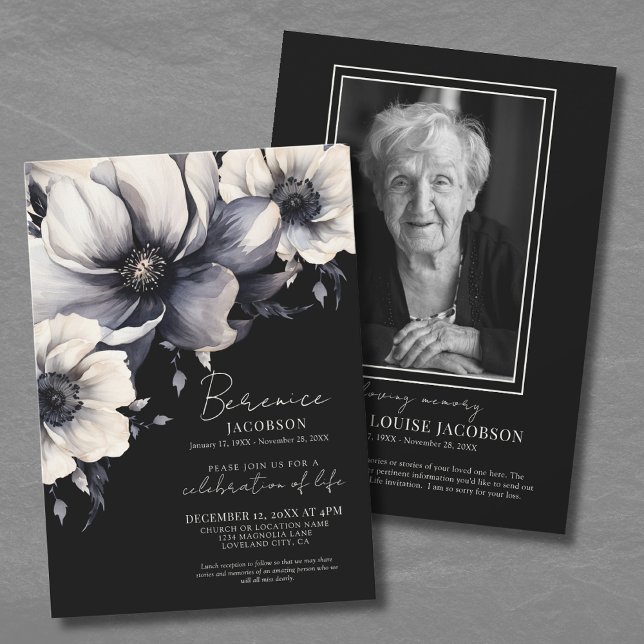 Invitación Elegante Celebración De La Vida En Memoria De Guió (Elegant Script Memorial Celebration Of Life Invitation)