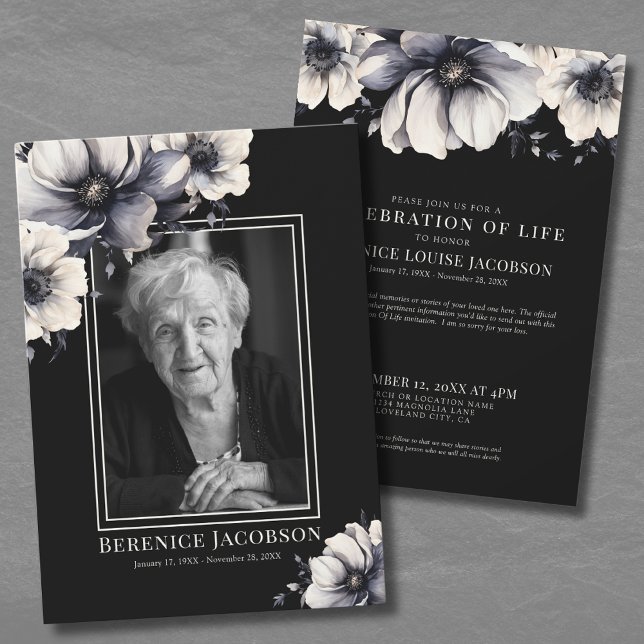 Invitación Elegante Celebración De La Vida En Memorial Fotogr (Elegant Photo Memorial Celebration Of Life Invitation)