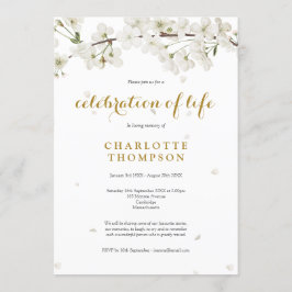 Invitación Elegante Celebración de la Vida Flor Blanca Floral