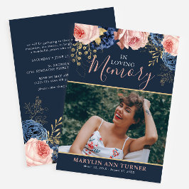 Invitación Elegante Celebración de la Vida Floral Foto Funera
