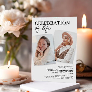 Invitación Elegante Celebración de la Vida Foto Funeral