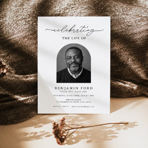 Invitación Elegante Celebración de la Vida Foto Funeral Memor