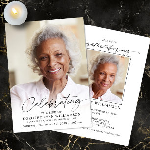 Invitación Elegante Celebración de la Vida Foto Memorial
