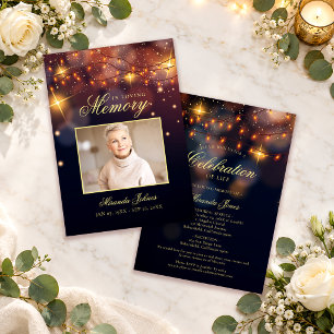 Invitación Elegante Celebración de la Vida Foto Memorial