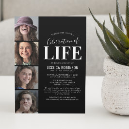 Invitación Elegante Celebración de la Vida Foto Memorial