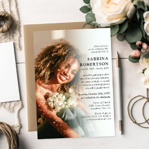 Invitación Elegante Celebración de la Vida Foto Memorial