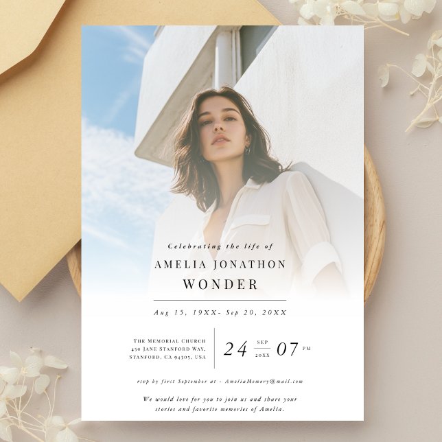 Invitación Elegante celebración de la vida Fotografía conmemo (Subido por el creador)