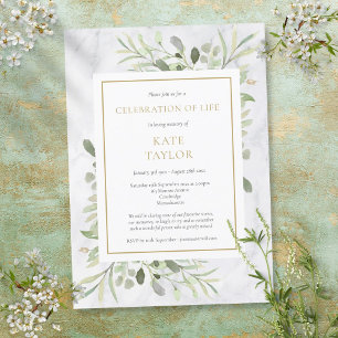 Invitación Elegante Celebración de la Vida Funeral de Mármol 
