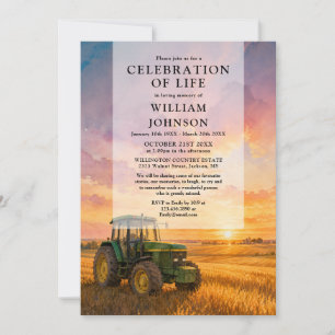 Invitación Elegante Celebración de la Vida Funeral del Tracto