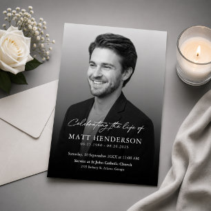 Invitación Elegante Celebración de la Vida Funeral en Blanco 