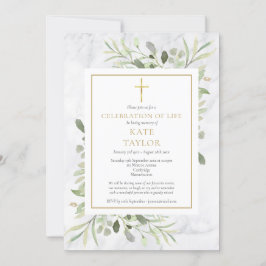 Invitación Elegante celebración de la vida funeral en mármol 