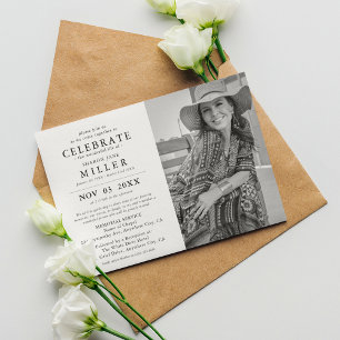 Invitación Elegante Celebración de la Vida Funeral Memorial F