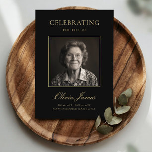 Invitación Elegante Celebración de la Vida Memorial Fotográfi
