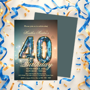 Invitación Elegante celebración de los 40 Años del Azul y Oro