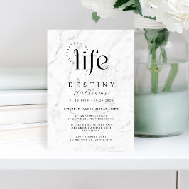 Invitación Elegante celebración de Mármol Blanco del funeral