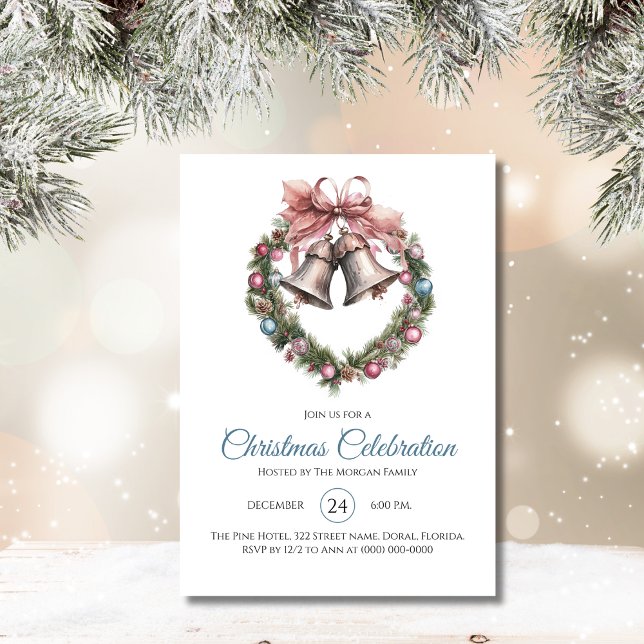 Invitación Elegante celebración de Navidades de guirnaldas ro (Subido por el creador)