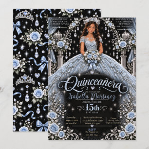 Invitación Elegante Celebración de Quinceañera Azul Hielo