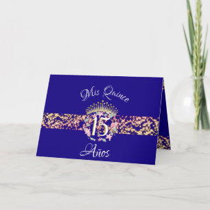 Invitación Elegante Celebración de Quinceañera en Azul y Dora
