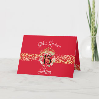 Invitación Elegante Celebración de Quinceañera en Rojo y Dora
