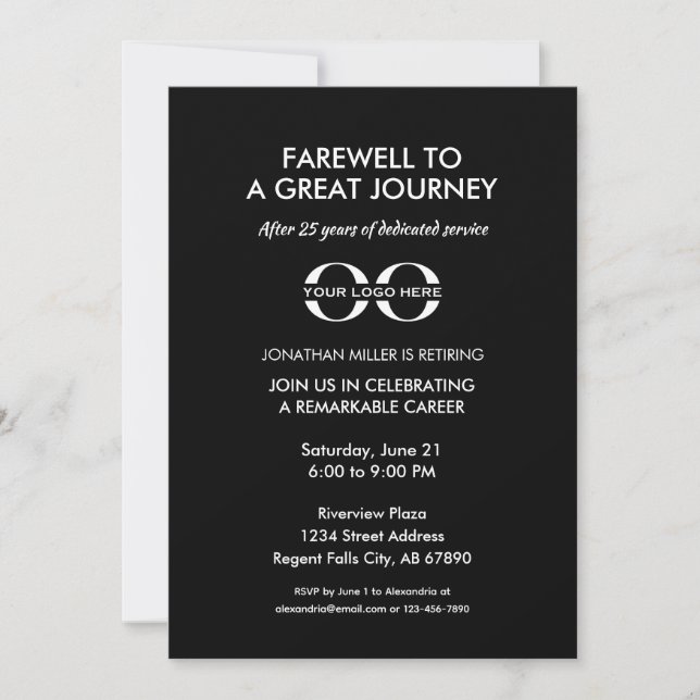 Invitación Elegante celebración de retiro de empresa (Anverso)