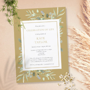 Invitación Elegante celebración de vida funeral de vegetación