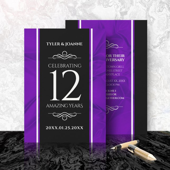 Invitación Elegante celebración del 12º Aniversario del Boda  (Subido por el creador)