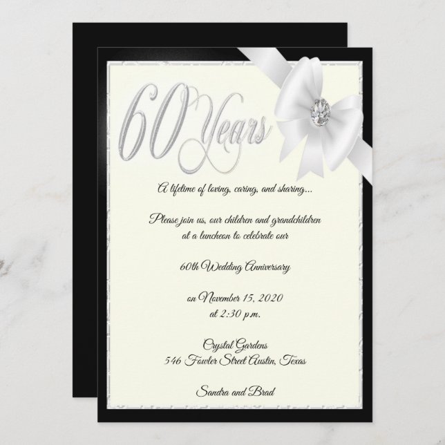 Invitación Elegante celebración del 60 aniversario del Diaman (Anverso / Reverso)