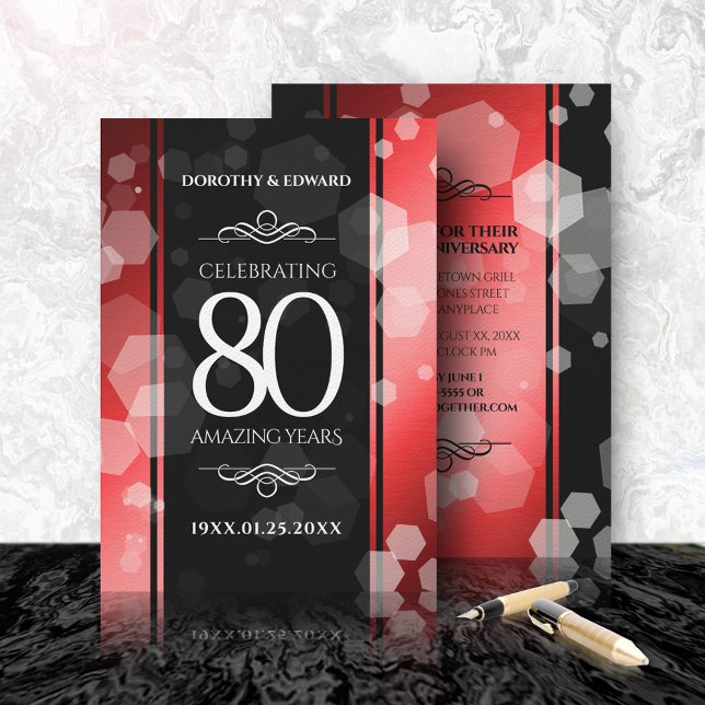 Invitación Elegante celebración del 80° Aniversario del Boda  (Subido por el creador)