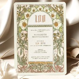 Invitación Elegante celebración del centenario Art Nouveau Mu