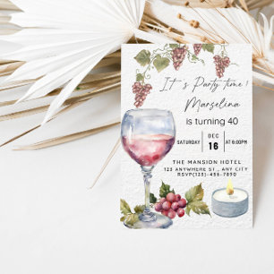 Invitación Elegante celebración del cumpleaños del vino rojo 