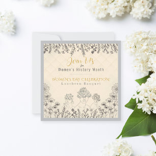 Invitación Elegante celebración del Día de la Mujer Floral