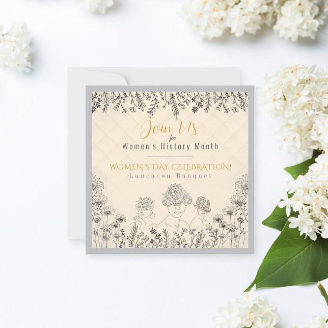 Invitación Elegante celebración del Día de la Mujer Floral (Subido por el creador)
