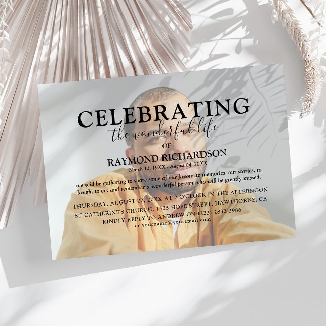 Invitación Elegante celebración del funeral de superposición  (Subido por el creador)