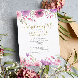 Invitación Elegante celebración del funeral floral de la vida