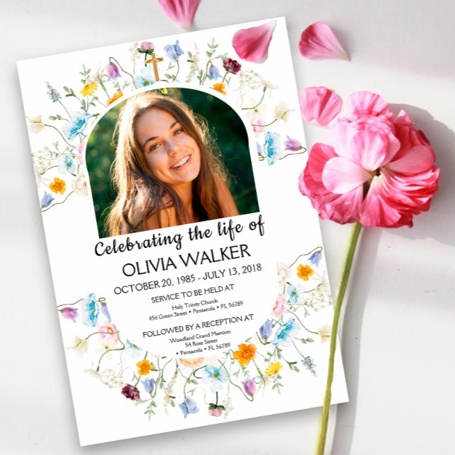 Invitación Elegante celebración del funeral floral de la vida (Subido por el creador)