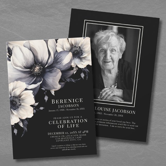 Invitación Elegante Celebración Del Servicio Memorial De La V (Elegant Memorial Service Celebration Of Life Invitation)